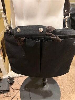 Jack Spade Black Canvas Shoulder Tote with Front Logo Patch